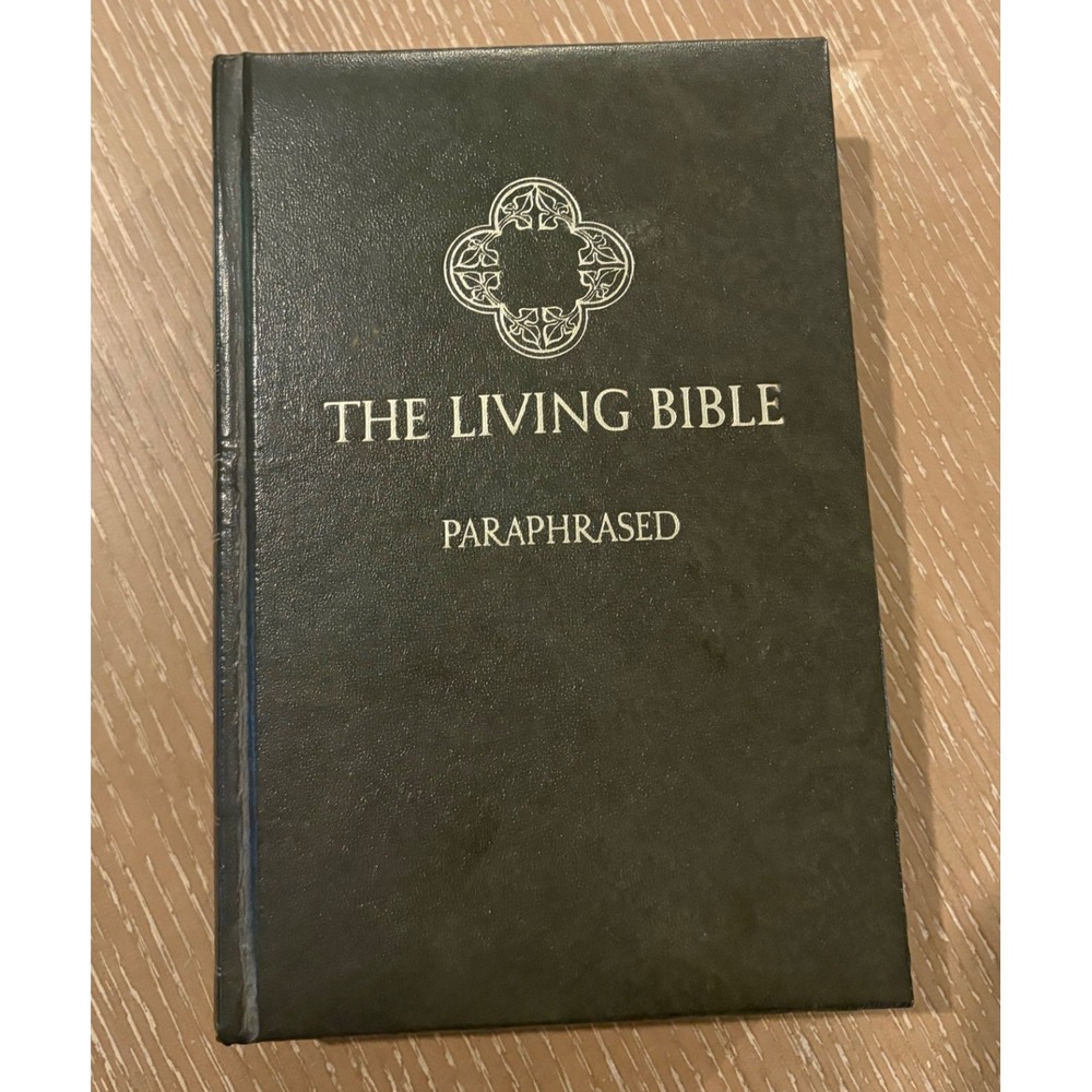 Vintage The Living Bible Paraphrased 1973 Hardcover Green Leather Christian